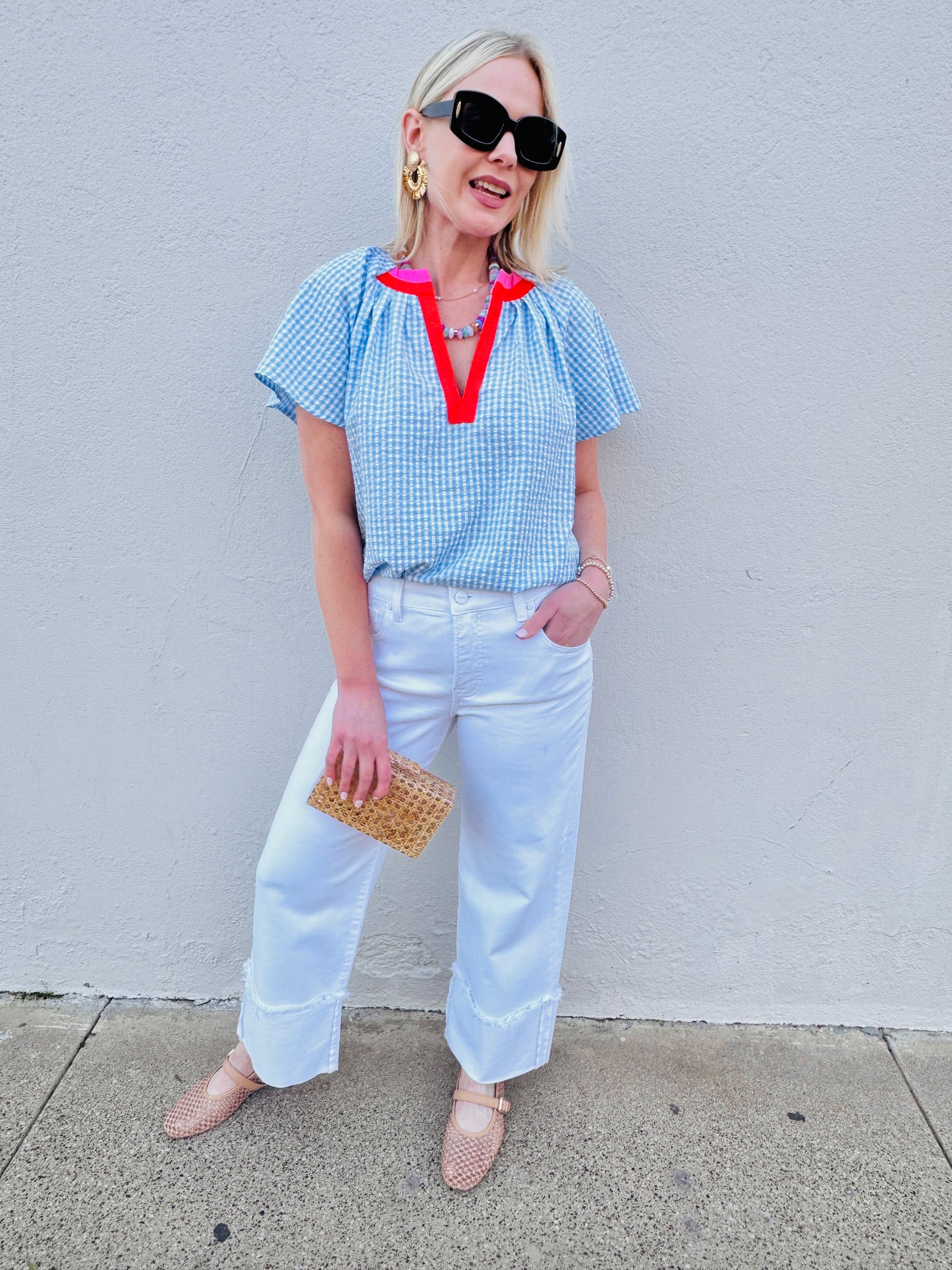 The Gingham Blue Top