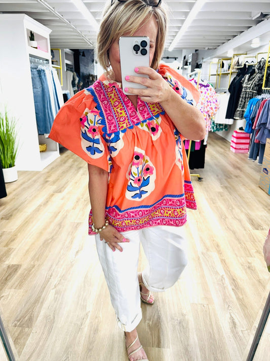 Pretty In Provence Coral Top
