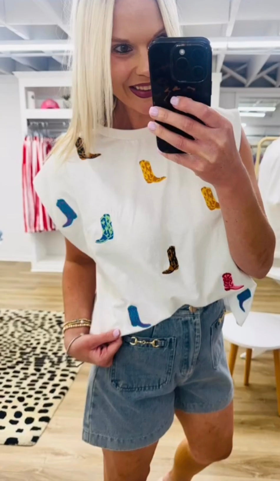 Cowboy Boot Short Sleeve Top