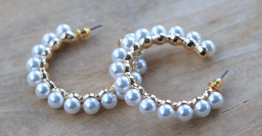 Pearl Hoops Earrings