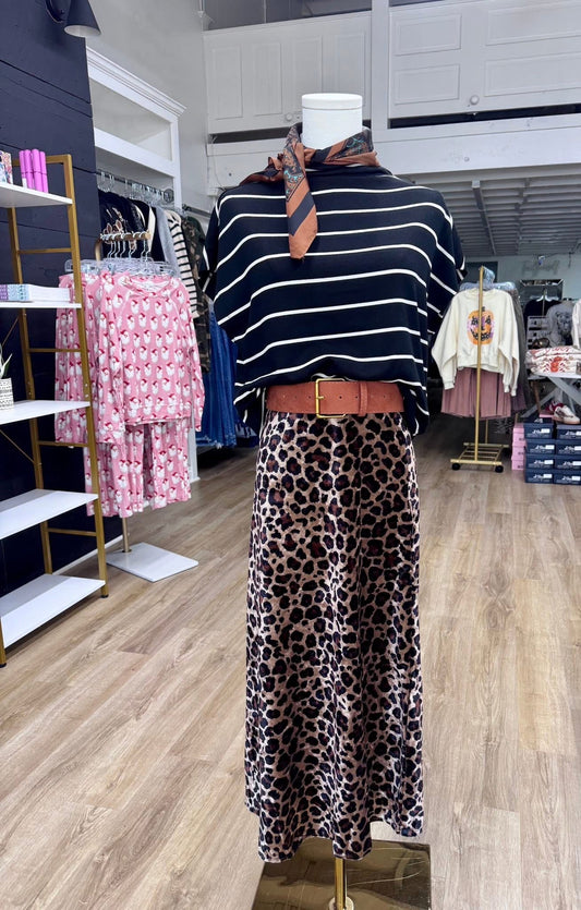 Leopard Luxe Velvet Midi Skirt