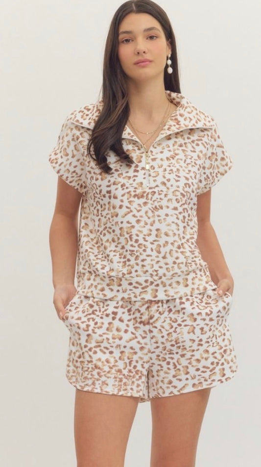 Urban Edit Leopard Half-Zip Top