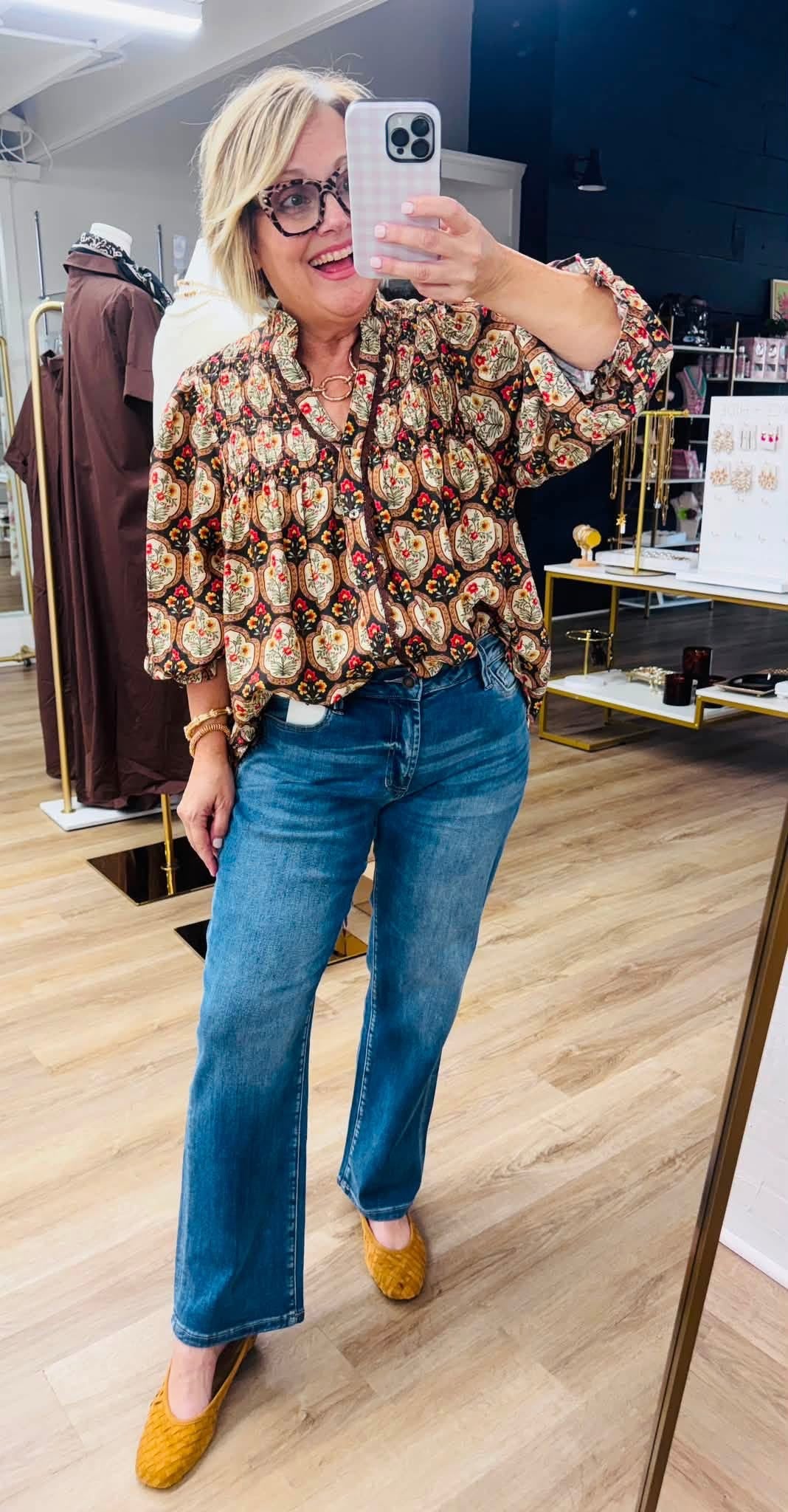 Harvest Bloom Black 3/4 Top