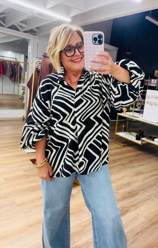 Posh Lifestyle Black + Tan Top