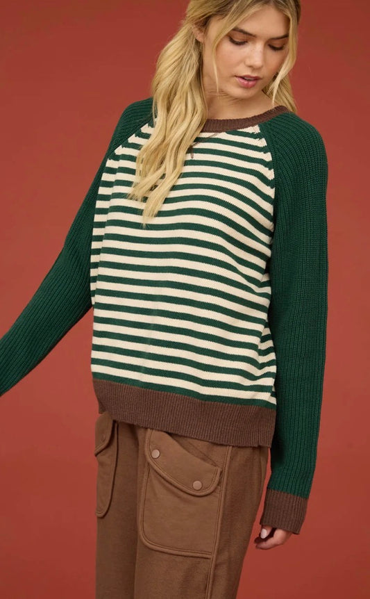 Striped Colorblock Raglan Top