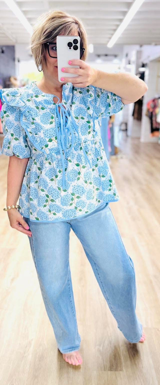 Sunday Dreaming Blue Floral Top