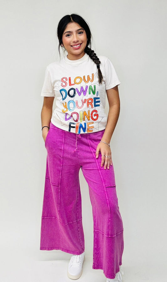 Mineral Wash Wide Leg Pants