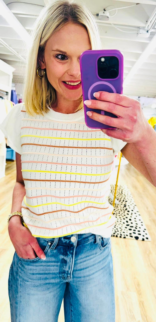 Signature Lines Flutter Sleeve Top