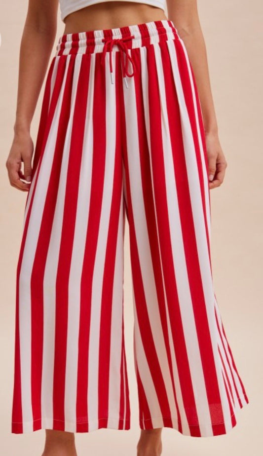 Pier My Way Red Striped Pants