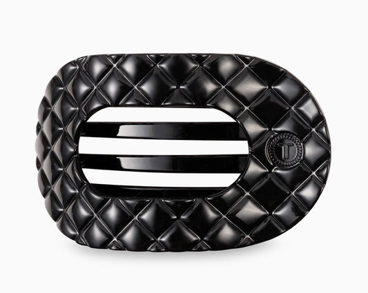 Jet Black Quilted Hair Clip - Large