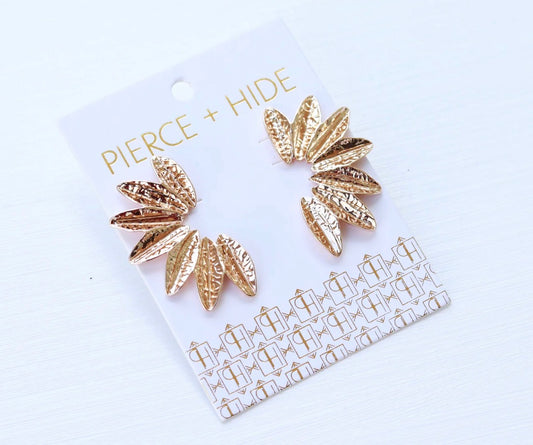Small Textured Gold Wing Earrings