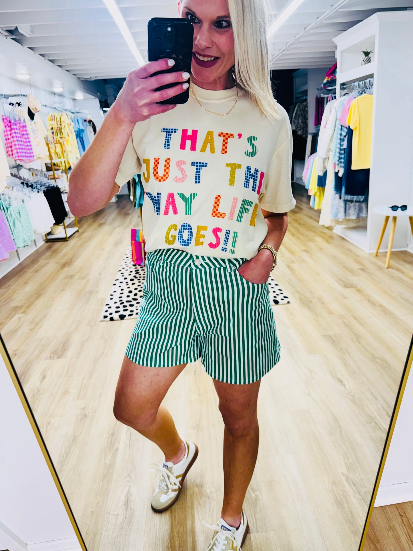 All On The Line Striped Shorts