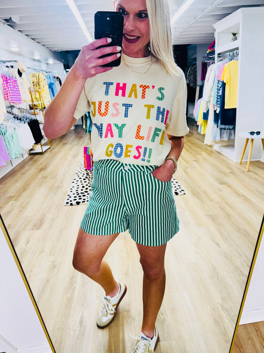 All On The Line Striped Shorts
