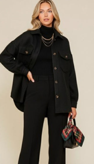 Bonfire Cozy Black Button Down