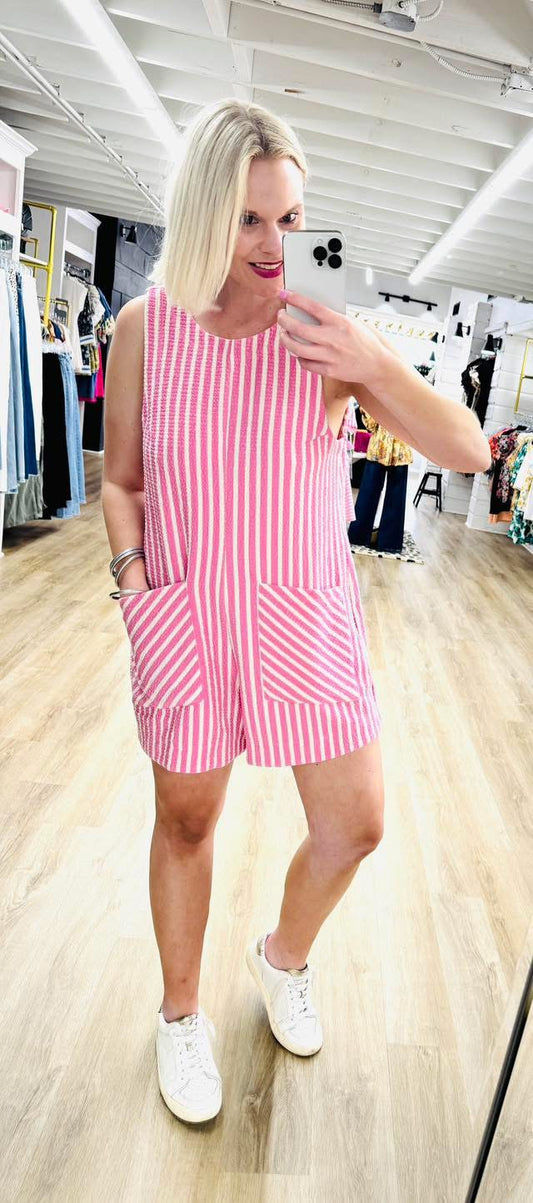 Textured Striped Romper