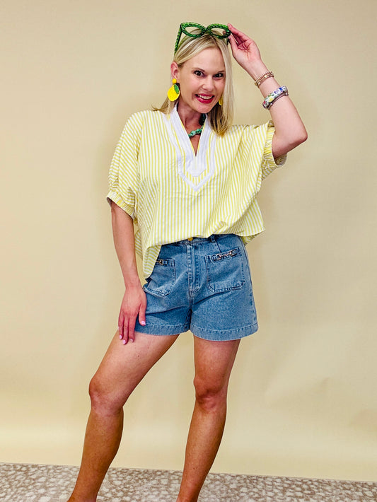 Stripe Me Happy Yellow Top
