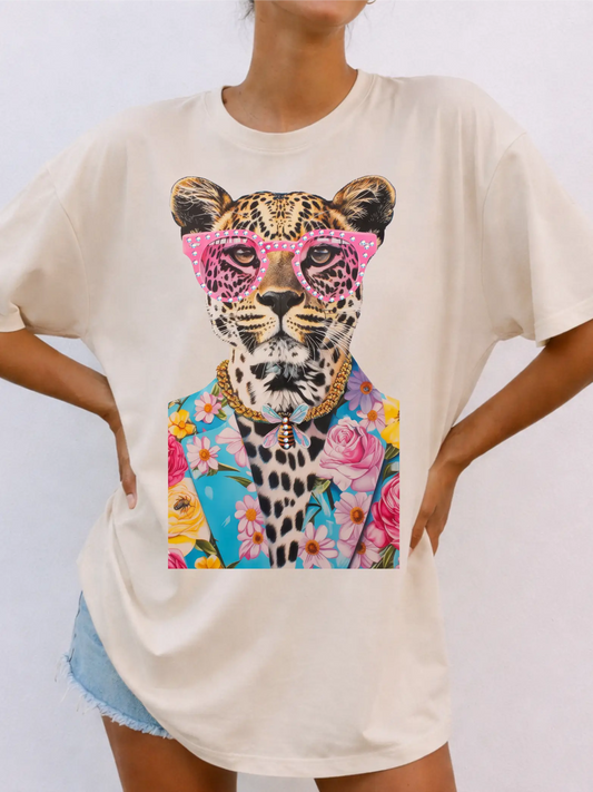 Leopard In Floral Suit W/Bee Nck