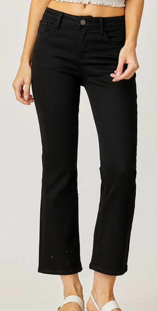 Black Mid Rise Straight Jean
