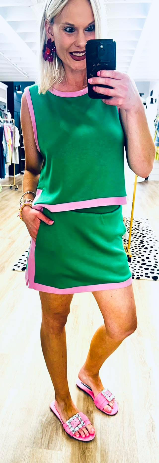 Color Edge Green/Pink Skort