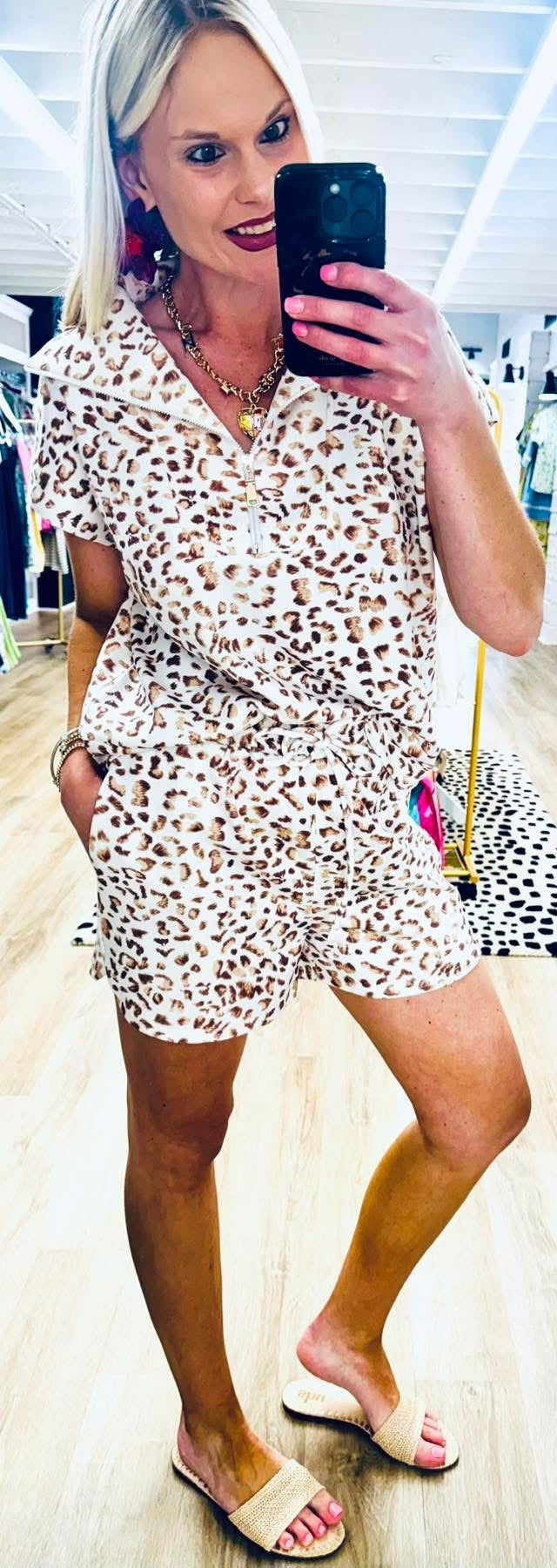 Urban Edit Tan Leopard Shorts