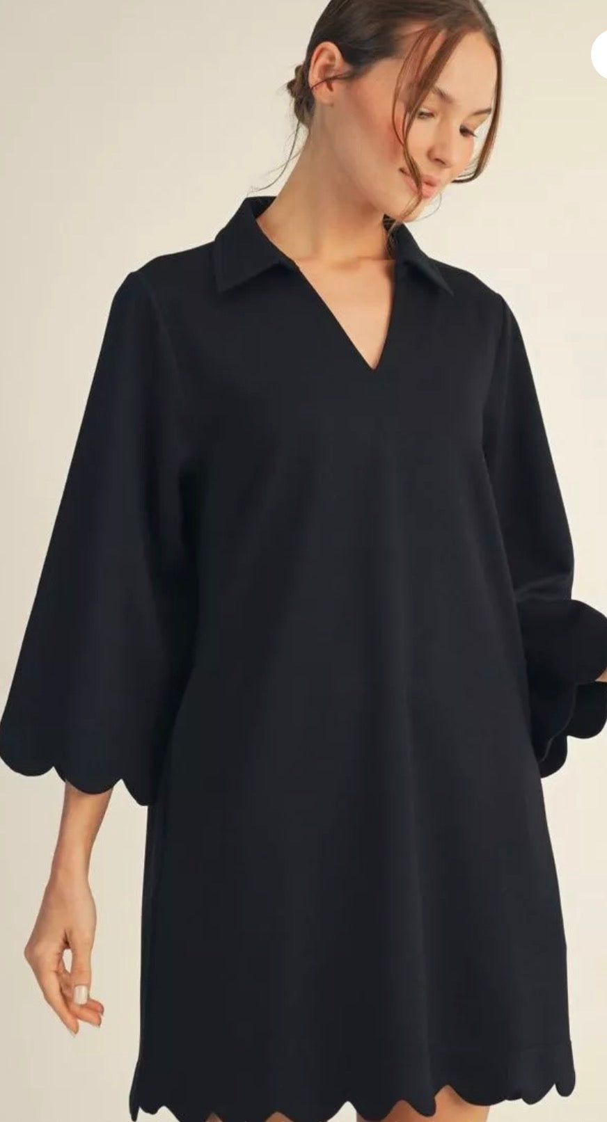 Effortlessly Chic Scalloped Dress