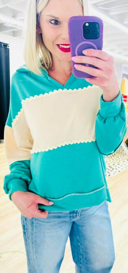 Ric-Rac Trim Colorblock Top