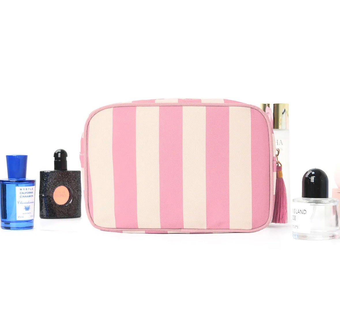 Striped Makeup/Accessories Bag
