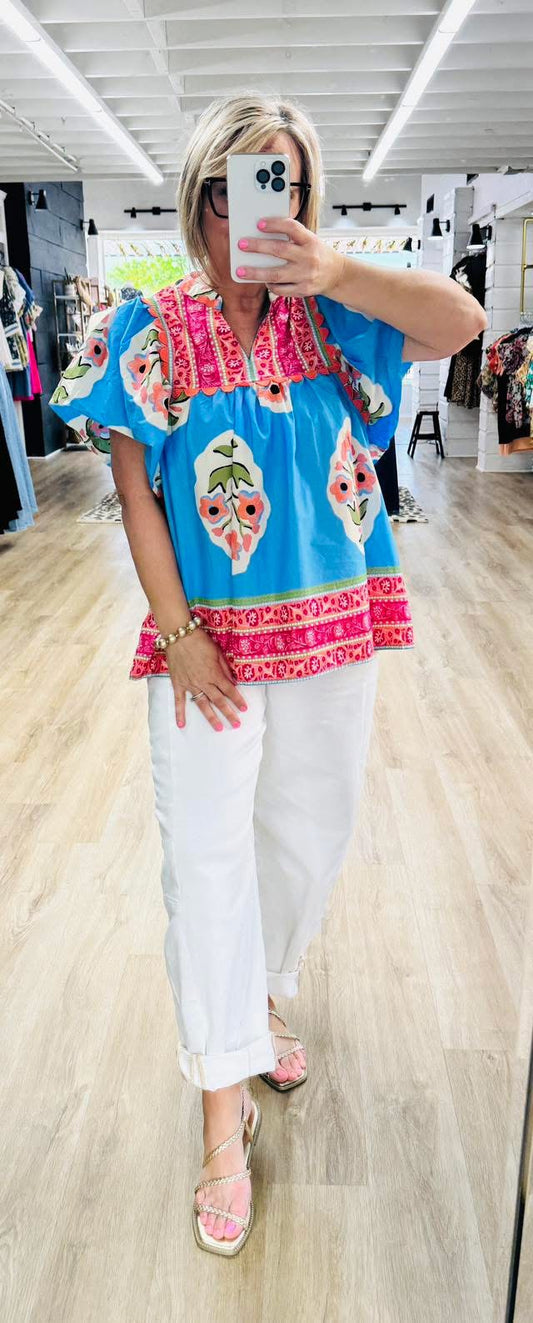 Pretty In Provence Blue Top