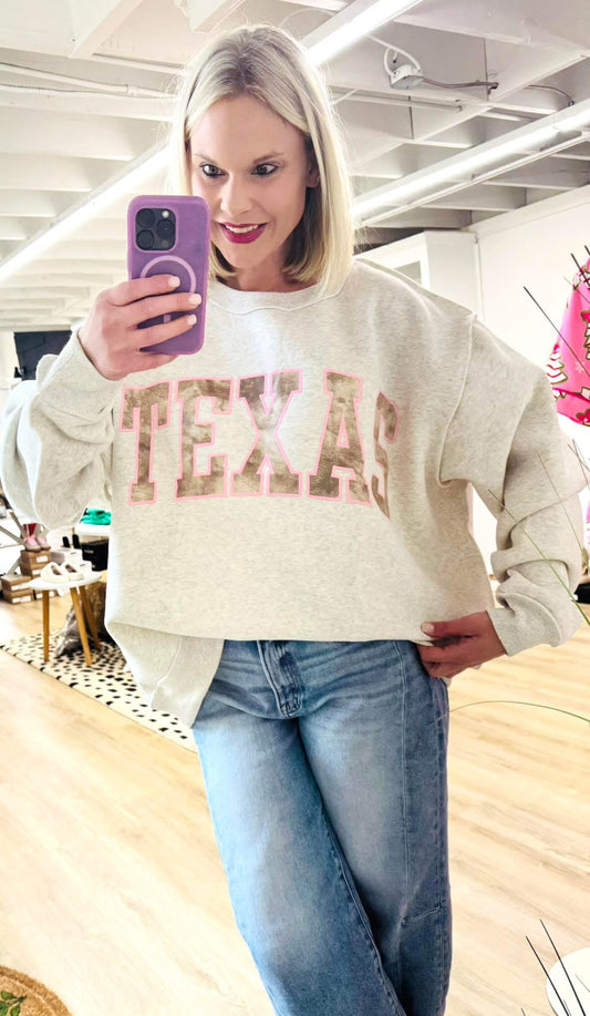Texas Camo Varsity Sweatshirt
