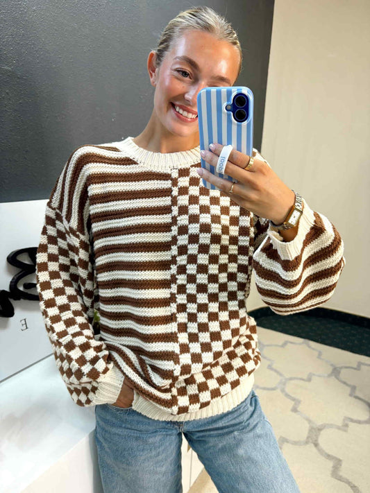 Vibe Check Brown Sweater