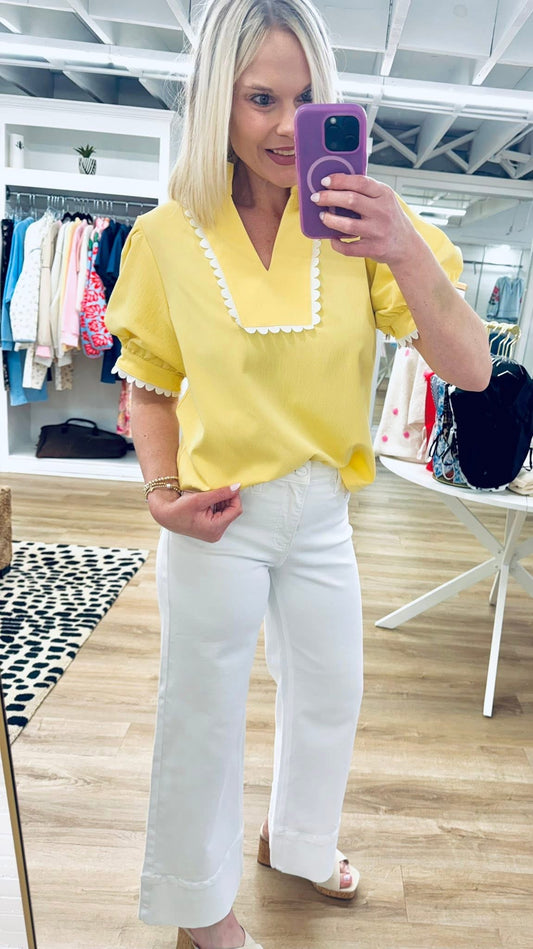Sun Drenched YellowScallopedTop