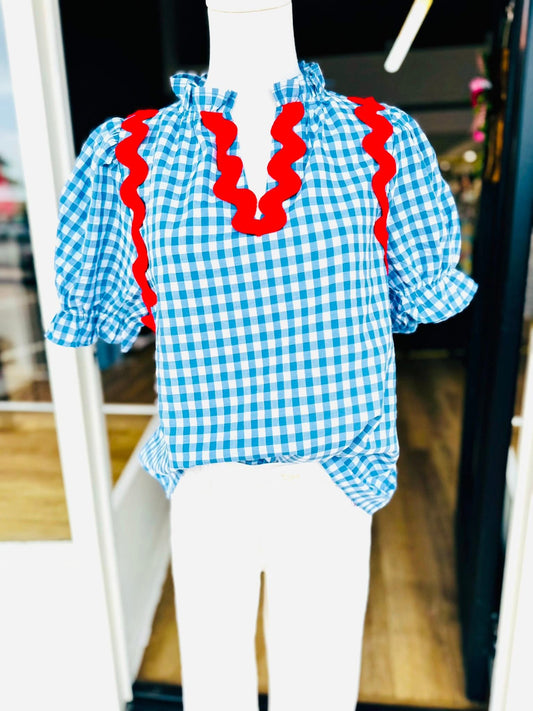 Ric-Rac Gingham Blouse