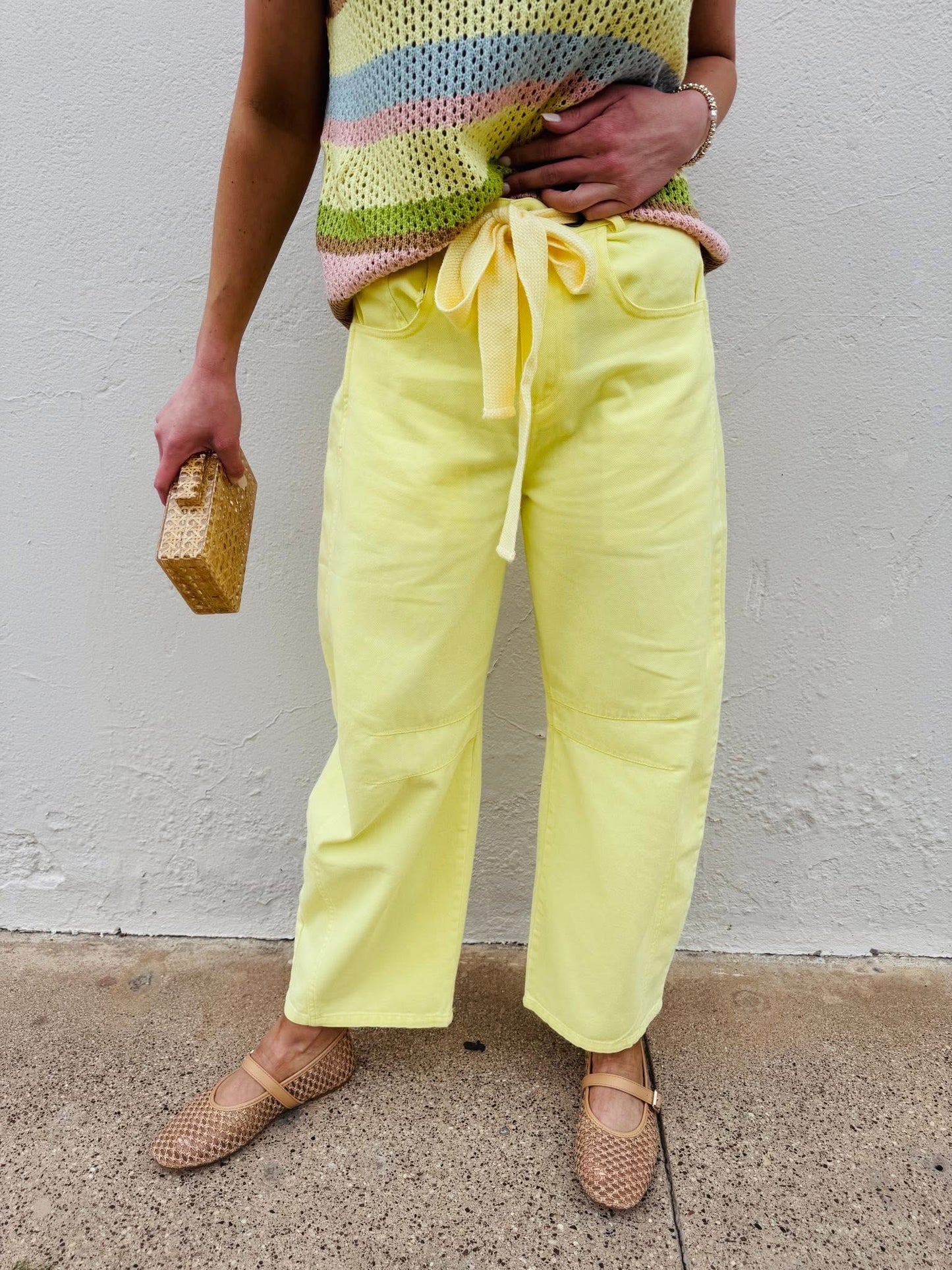 Mineral Washed Eyelet Barrel Jean