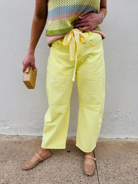 Mineral Washed Eyelet Barrel Jean