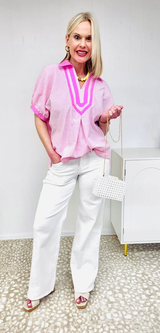 Contrast Trim Popover Striped Tp