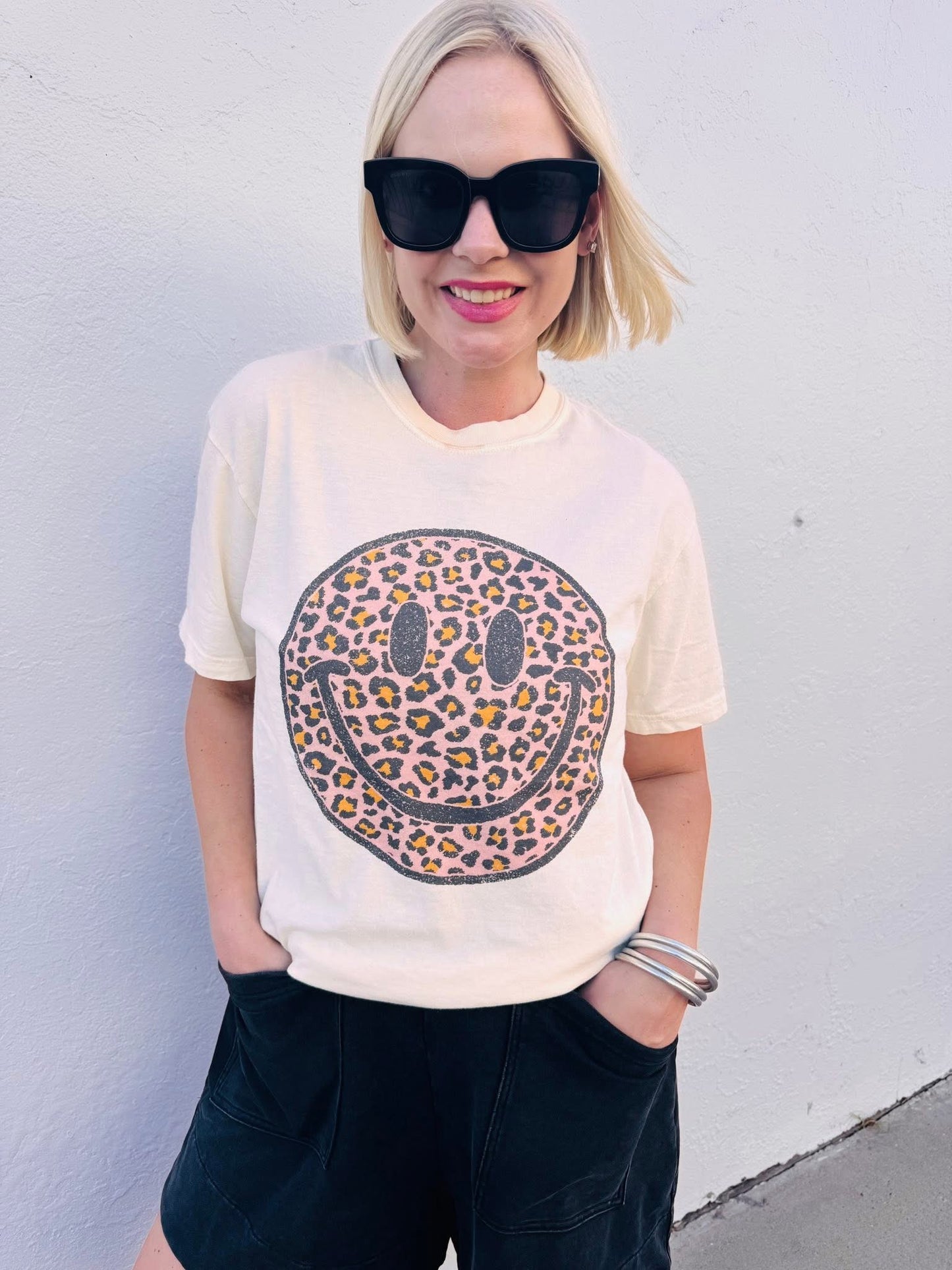 Leopard Face Smiley Tee