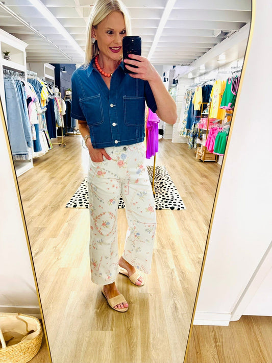 Heirloom Bloom Floral Pants-White