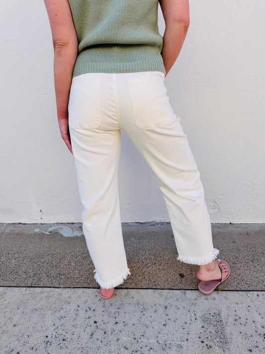 The Kate Ivory Barrel Leg Jeans