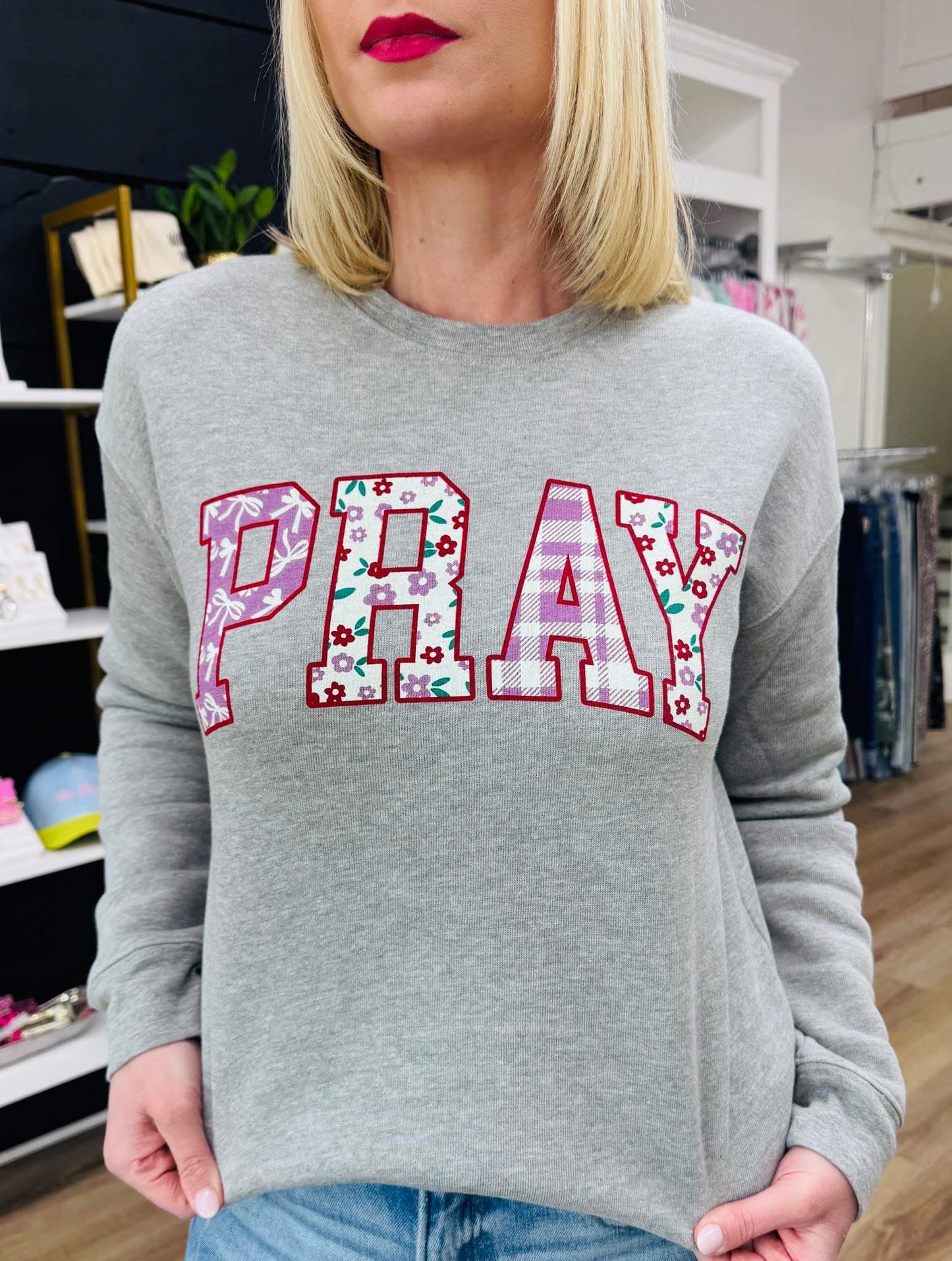 Pray With Pattern GraphicSwtshirt