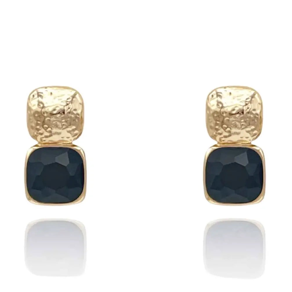Onyx + Gold Drop Earrings