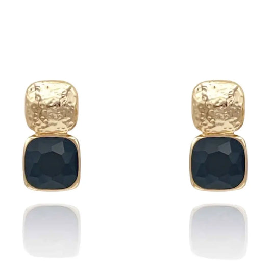 Onyx + Gold Drop Earrings