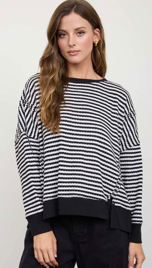 Reese Stripe Exposed Seam Top