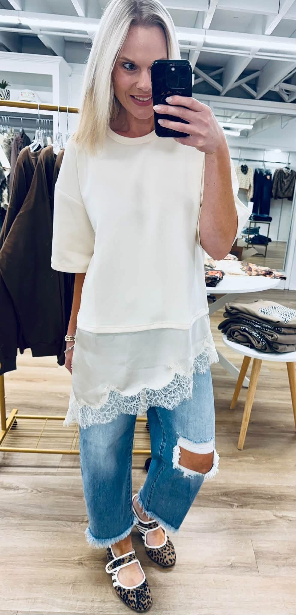 Bethany Ecru Lace Trim Classic Tp