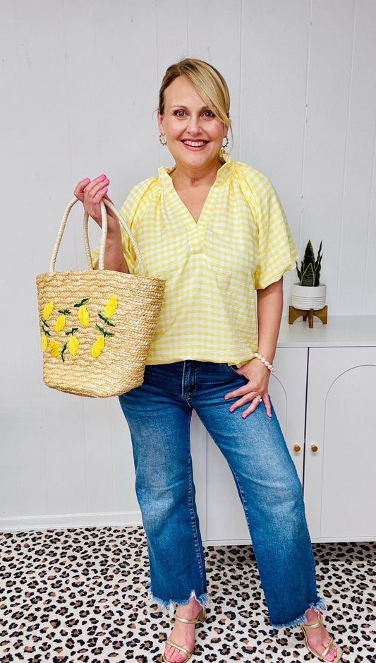 Sunshine & Gingham Lemon Top