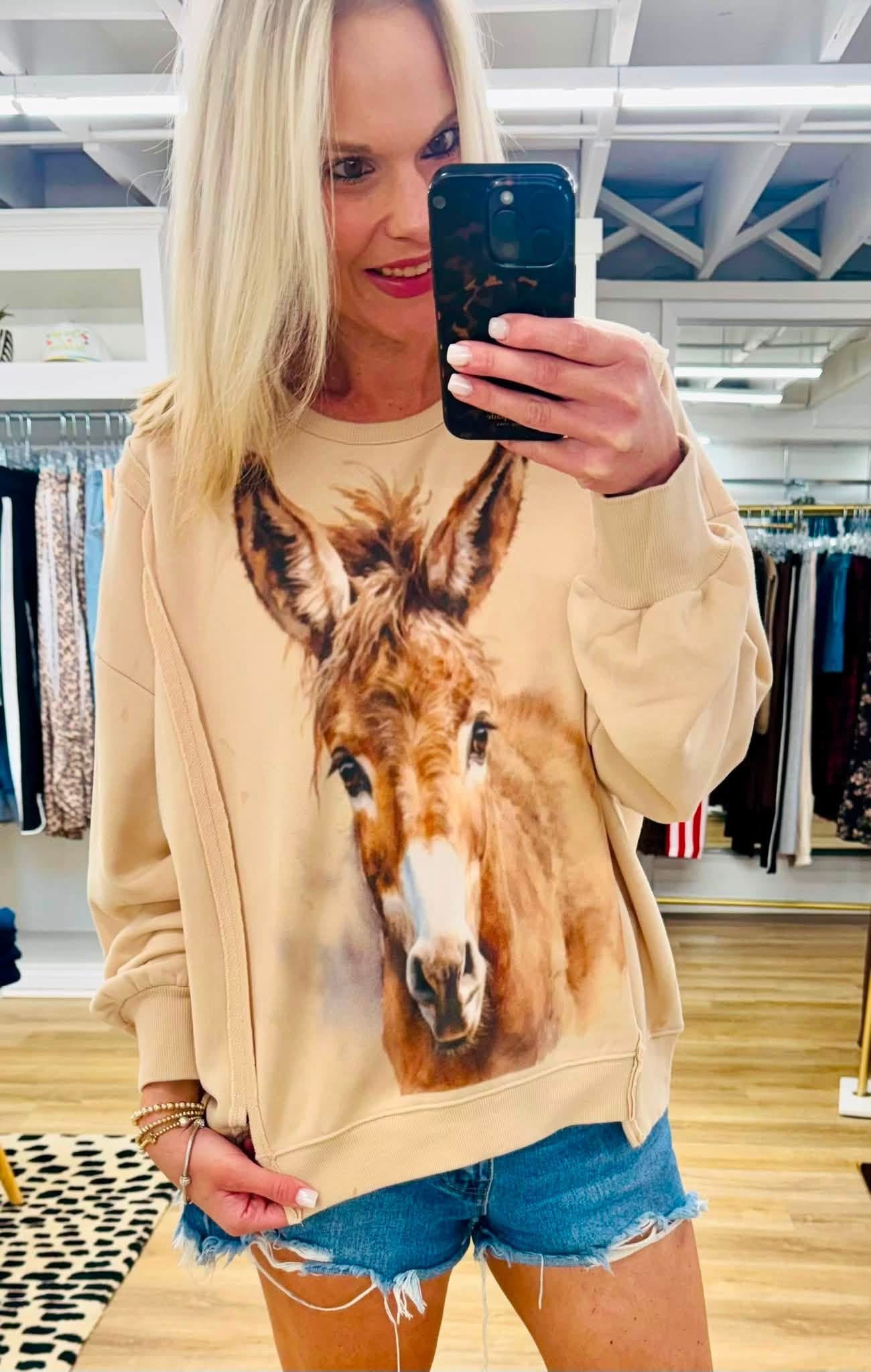 Hay Girl Horse Oversized Swtr