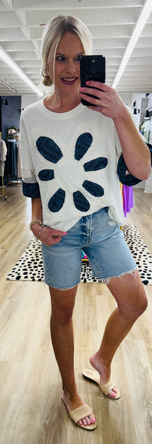 Daisy Dream Denim Floral Top