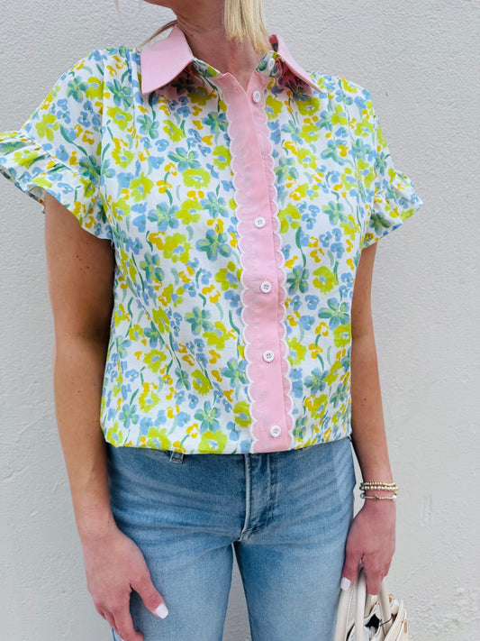 Darling In Florals Scalloped Blouse