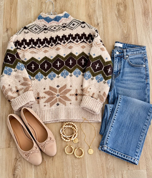 Winter Cottage Fair Isle Sweater