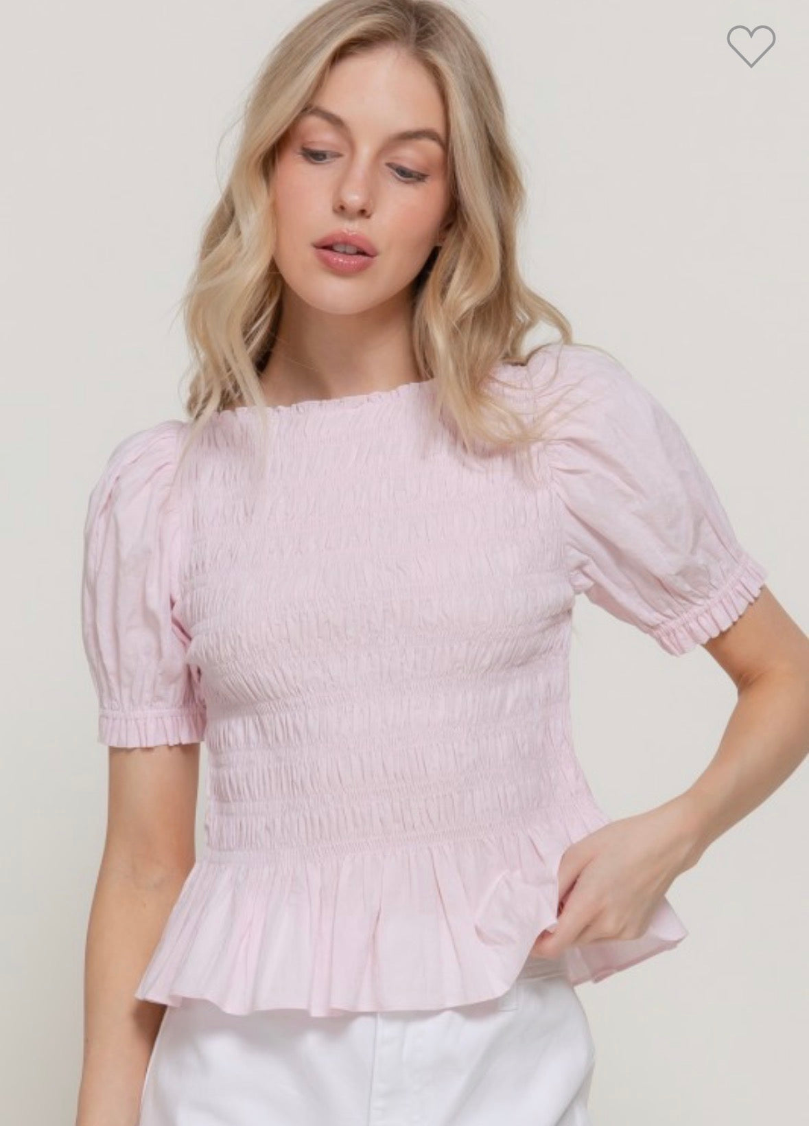 Smocked Short Sleeve Top
