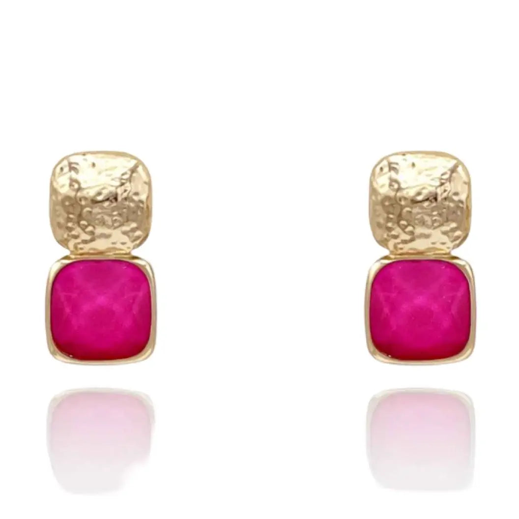 Fuchsia + Gold Drop Earrings